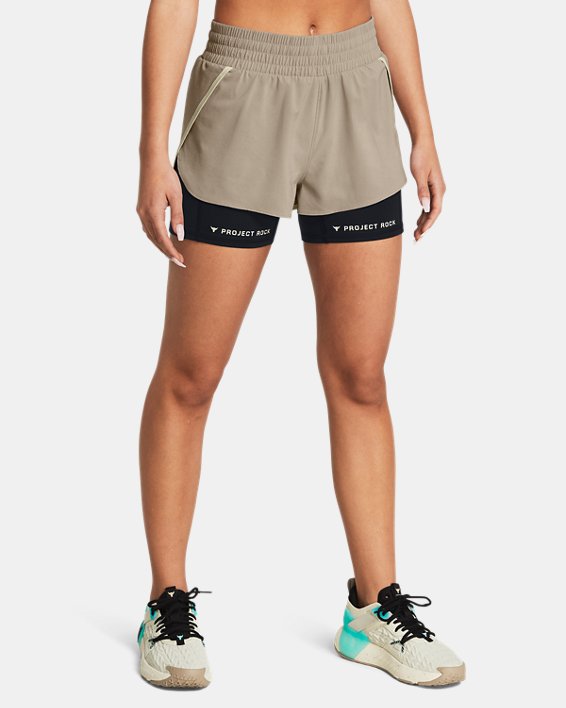 Women's Project Rock Flex Woven Leg Day Shorts in Brown image number 0